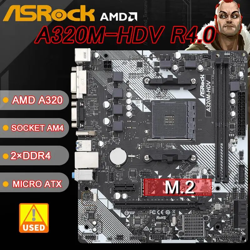 To A320 Motherboard ASROCK A320M HDV R4.0 Socket AM4 DDR4 32GB M.2 PCI-E 3.0 support R3 R5 R7 R9 AMD cpu USB3.1 VGA Micro ATX