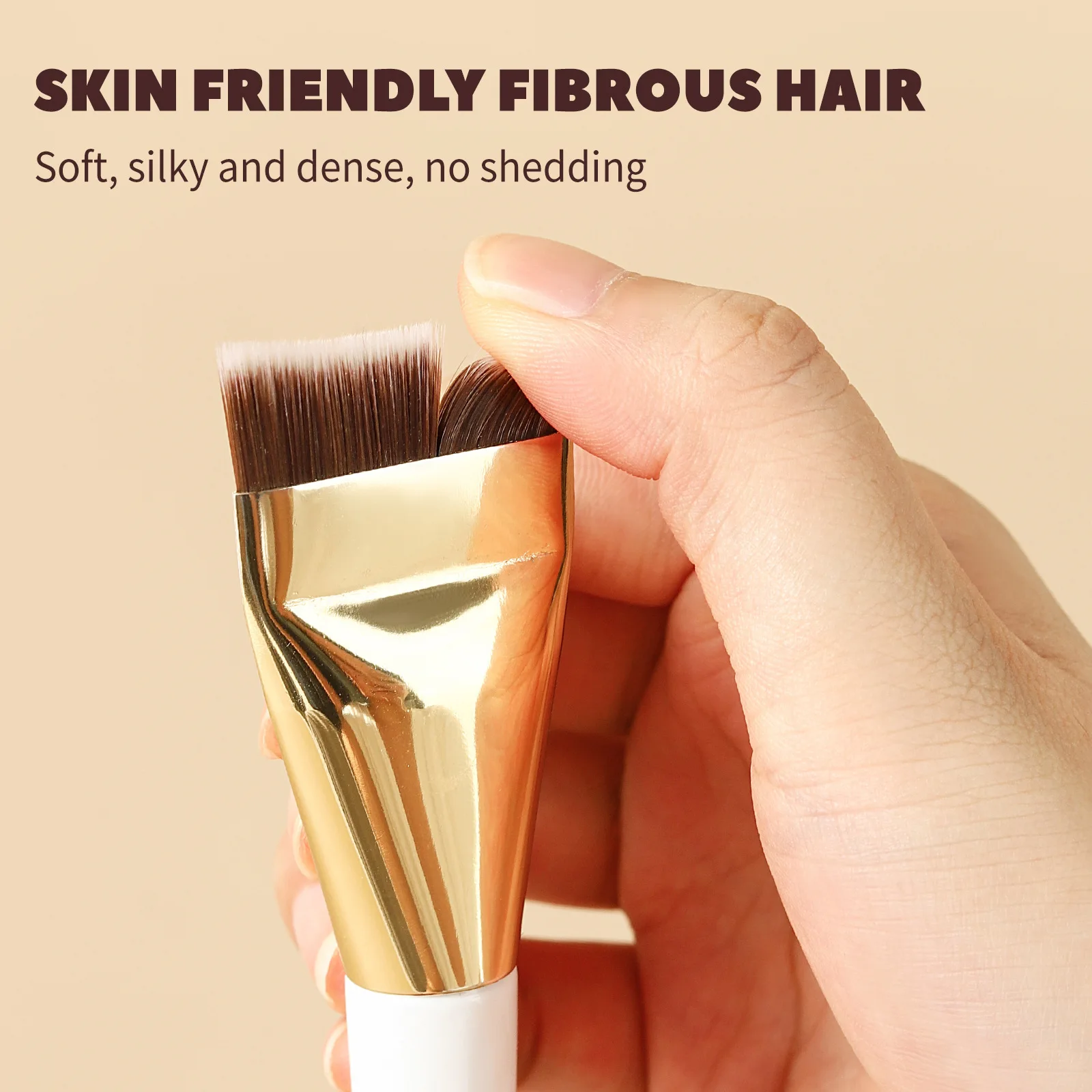 피쉬 테일 파운데이션 메이크업 브러쉬 곡선 파우더 프리 초박형 베벨 초승달 초보자 컨실러 브러쉬 플랫 헤드 메이크업 도구