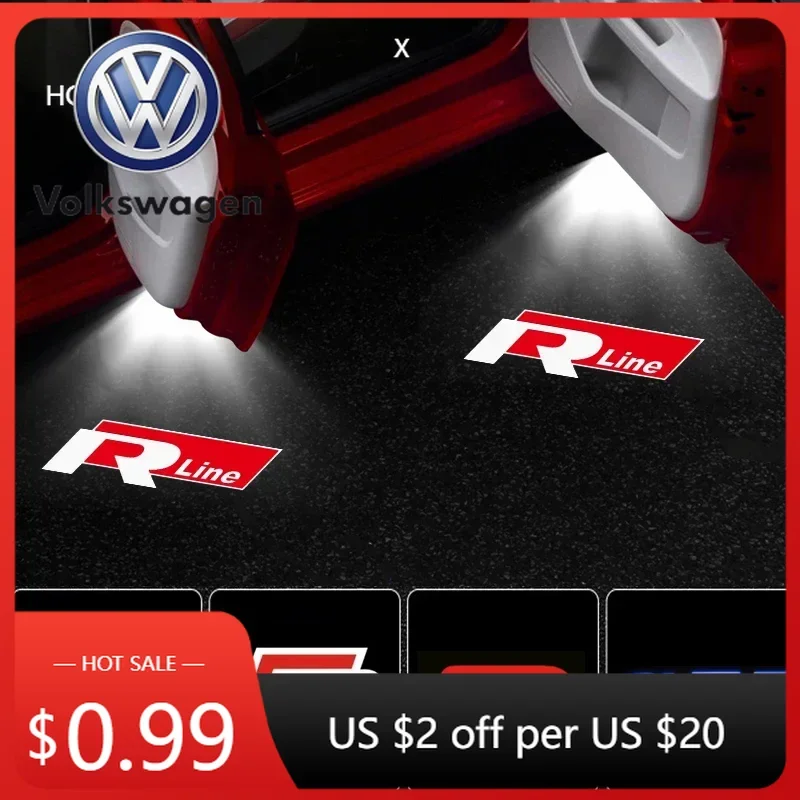 

2026 Hot VOLKSWAGEN LED Car Welcome Light Door Logo Projector for VOLKSWAGEN R LINE GTI Touareg Jetta Touran Golf 5 6 7 Passat B