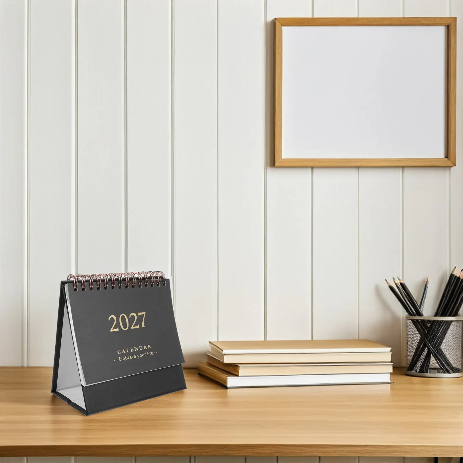 2026-2027 Small Desk Calendar Minimalist Standing Flip Monthly Planner Block Academic Year Schedule Organizer Office Paper