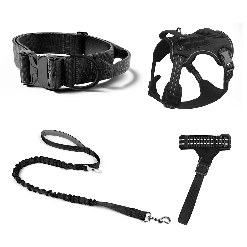 New Pet Tactical Chest Harness Medium and Large Dog Collar Anti-bite Anti-breakaway Dog Mouth Cover Explosion-proof Punch Leash