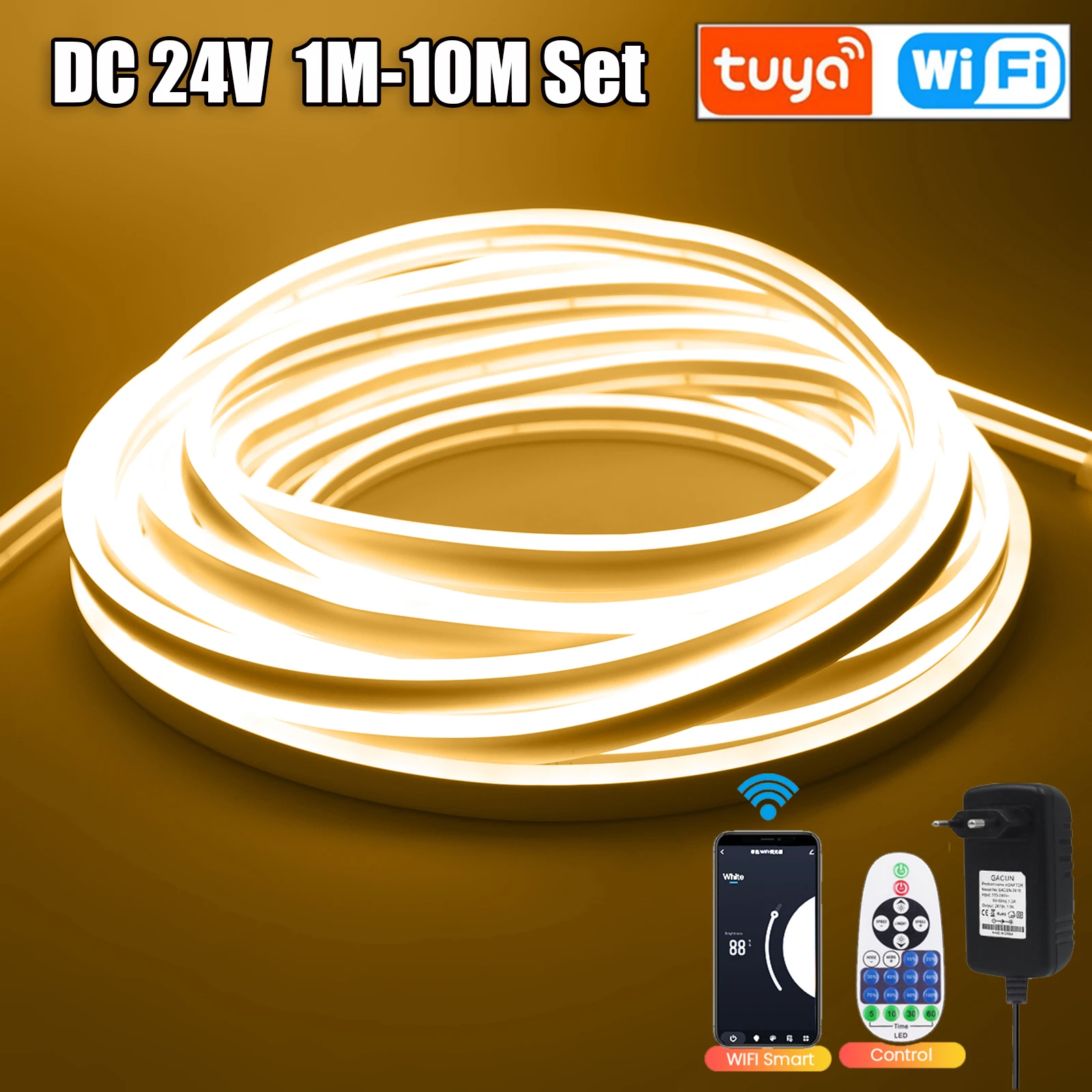 

DC 24V Tuya Wifi Dimmerable Neon Strip White/Blue/Pink/Yellow/Green/Red/Ice Blue TV BackLight Home Decor Silicon Tube LED Light