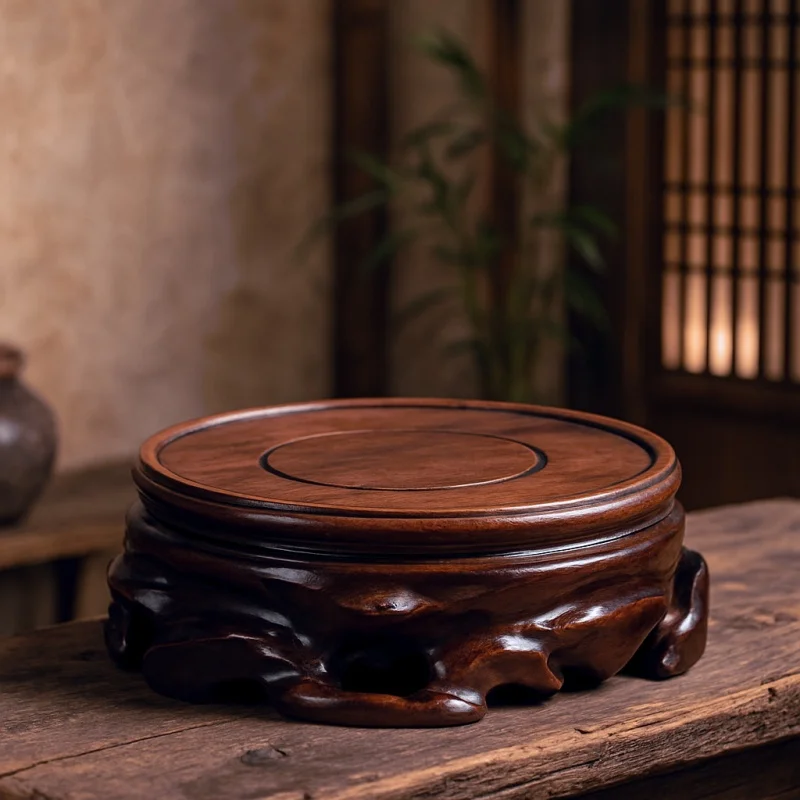 Premium massief houten miniatuur ronde voet - veelzijdige standaard voor beeldjes, vazen, bonsaipotten en koffie-/theebakken