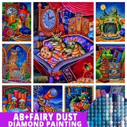 Fairy Dust AB Diamond Painting Cartoon Dragon Full Drill 5D Embroidery Cross Stitch Mosaic Handicraft Hobby Wall Art Home Decor