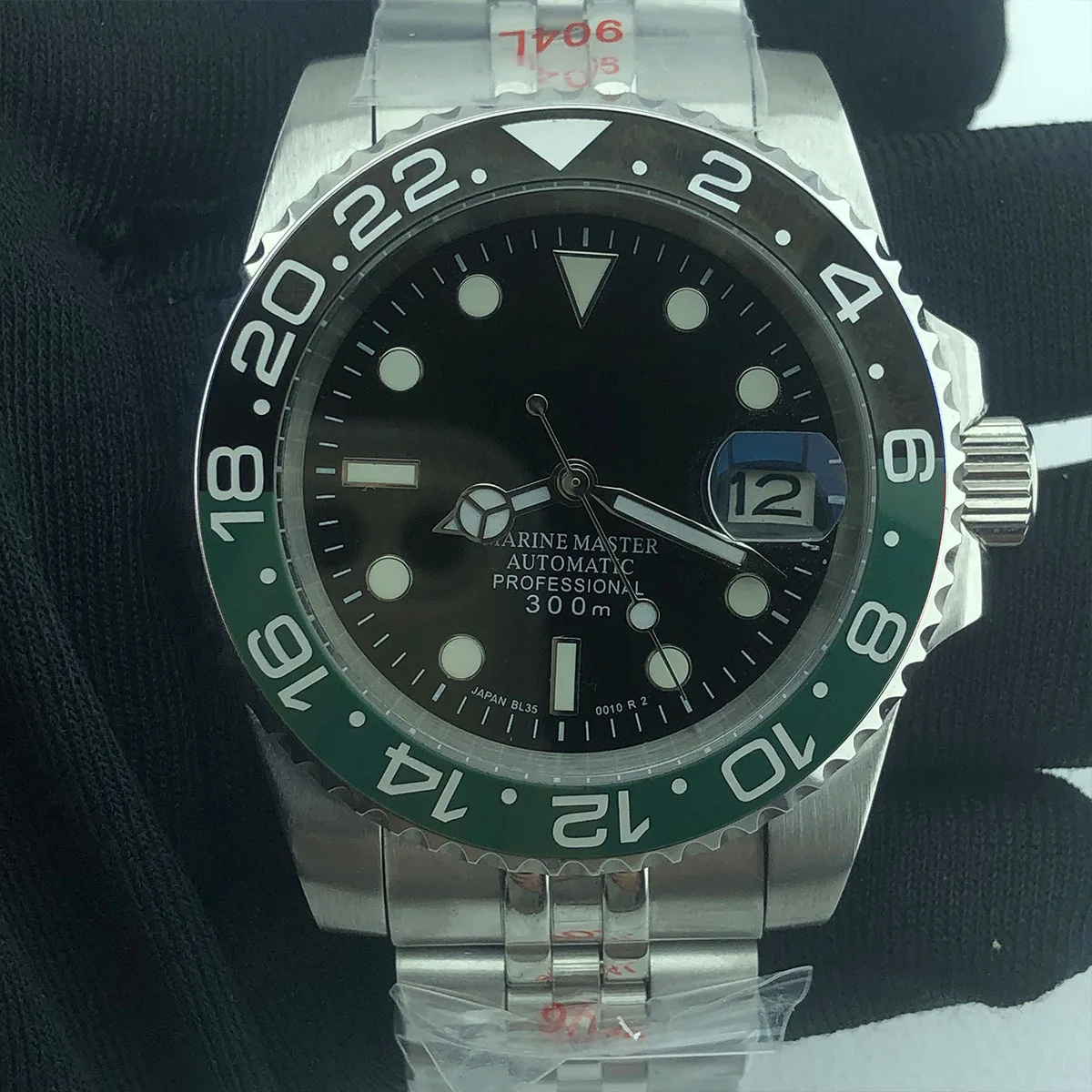 

Мужские часы NH35 чехол 40 мм, зеленые светящиеся механические наручные часы из нержавеющей стали, установка NH35, часы с механизмом 6