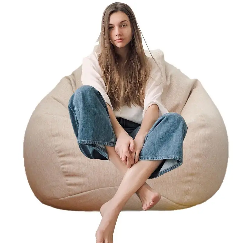 Lazy Sofa Cover Chairs Without Filler Linen Cloth Lounger Seat Bean Bag Pouf Puff Couch Tatami Living Room  Home Accessories