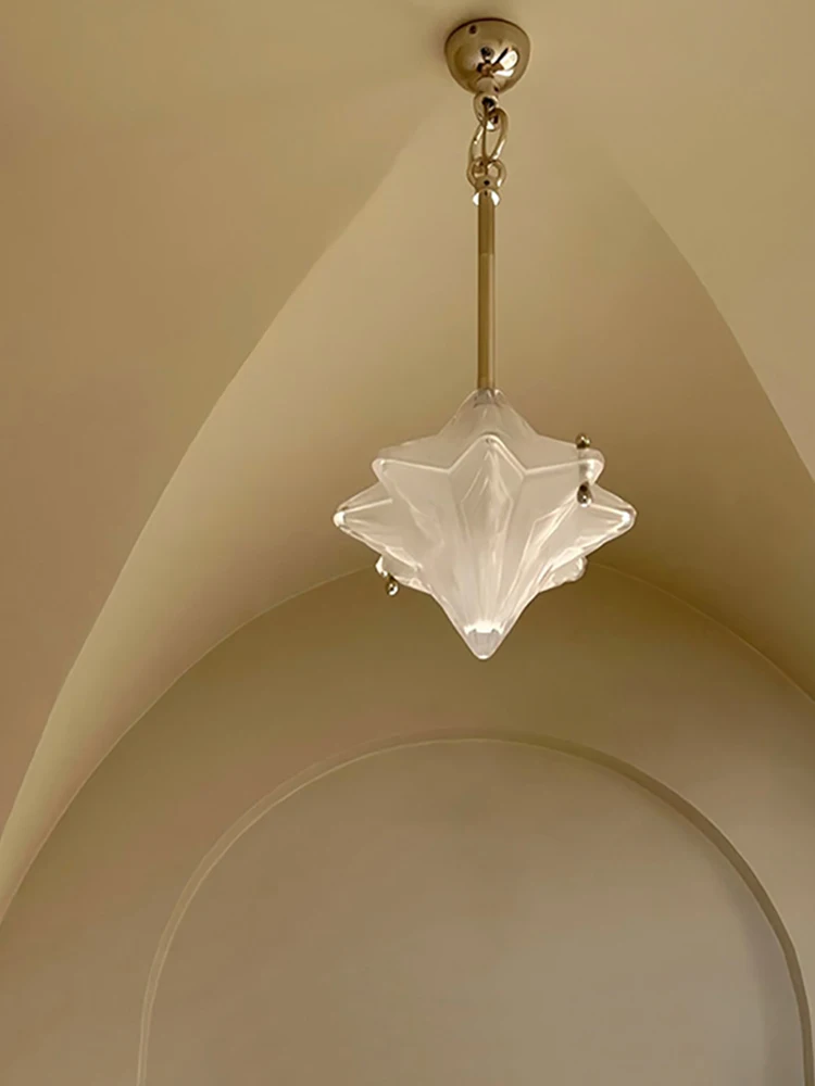 Magical Octagonal Star Pendant Lights LED Living Room Fixture Entryway Glass Art Deco Foyer Hanging Lamp Home Lustres Vintage