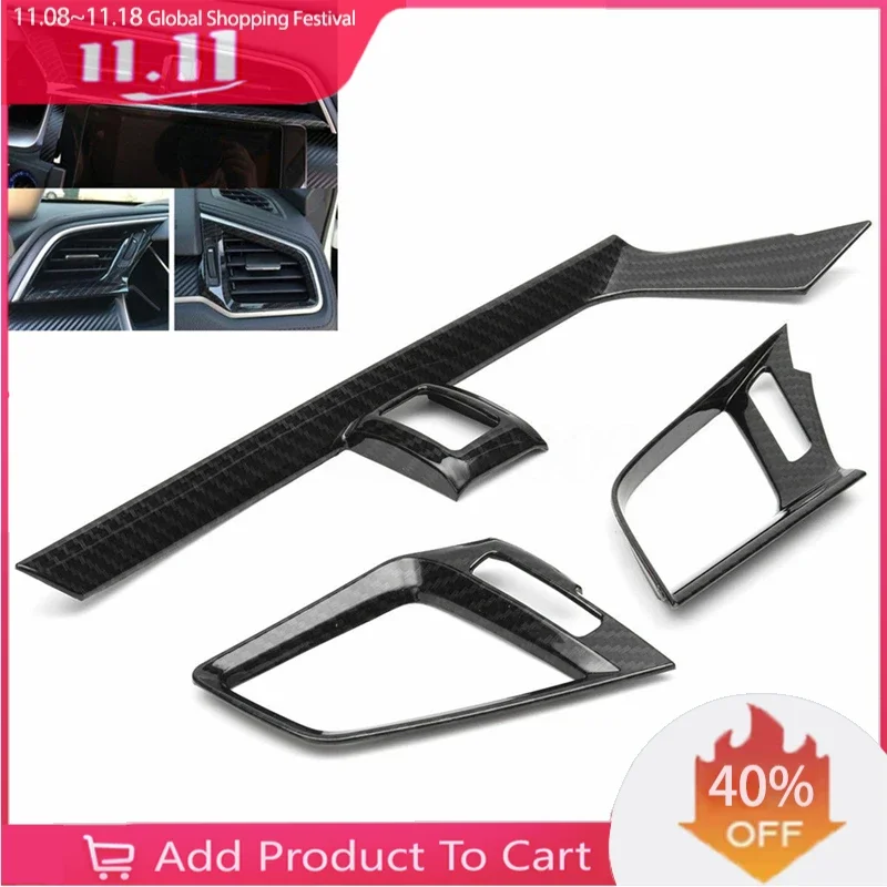 

Carbon Fiber ABS Dashboard Center Side AC Air Vent Outlet Cover Trim For Honda Civic Gen 10th 2016-2020 G10 Interior Styling