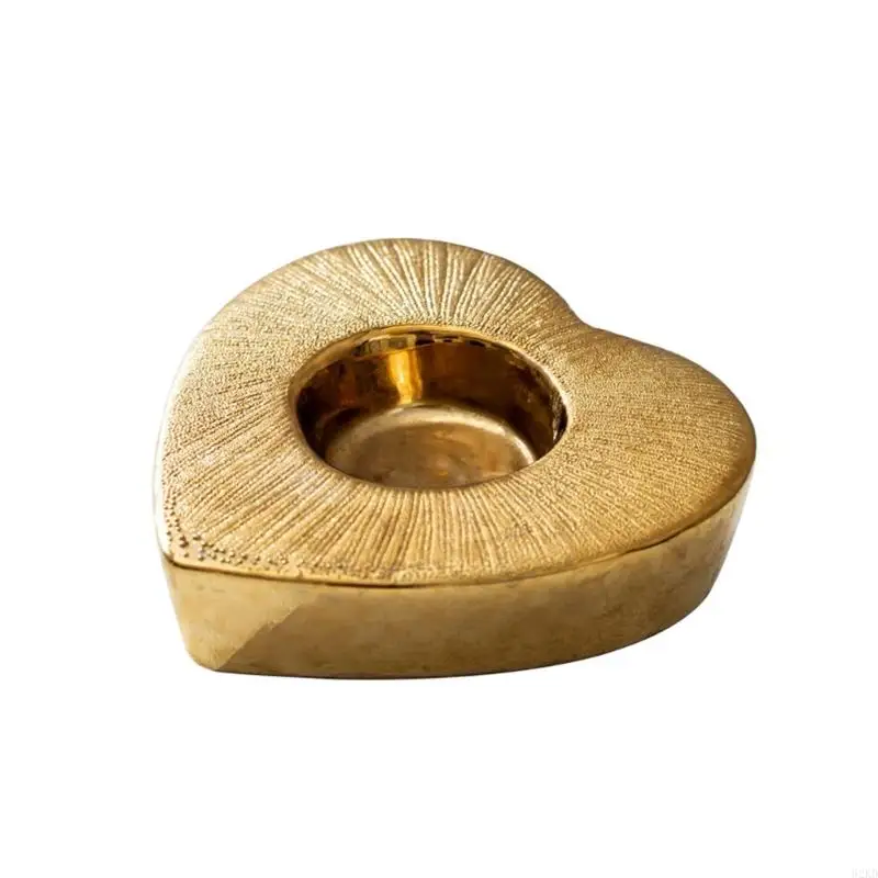 62KD Valentines Day Holder Gold Color Heart Candlestick 2024 New Year Decor
