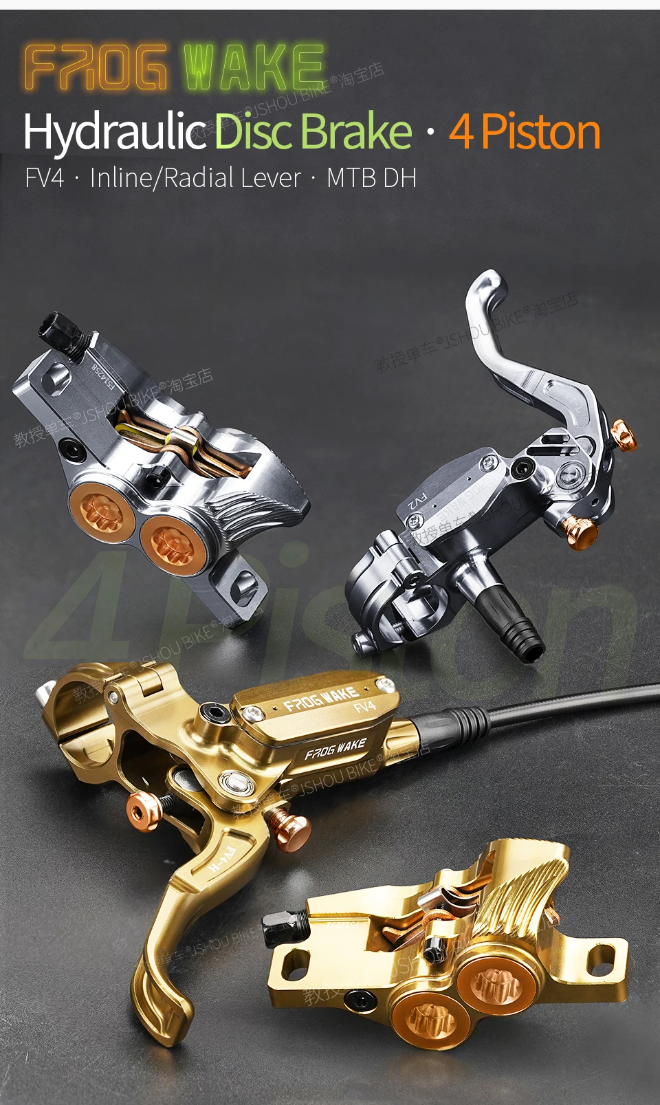 FROG WAKE FV4 RA Hydraulischer Bremshebel mit Verstellbarer Reichweite und Freier Hubanpassung, 6061 Al Mineralöl für MTB DH SUR-RON E-Bike – Detail 1