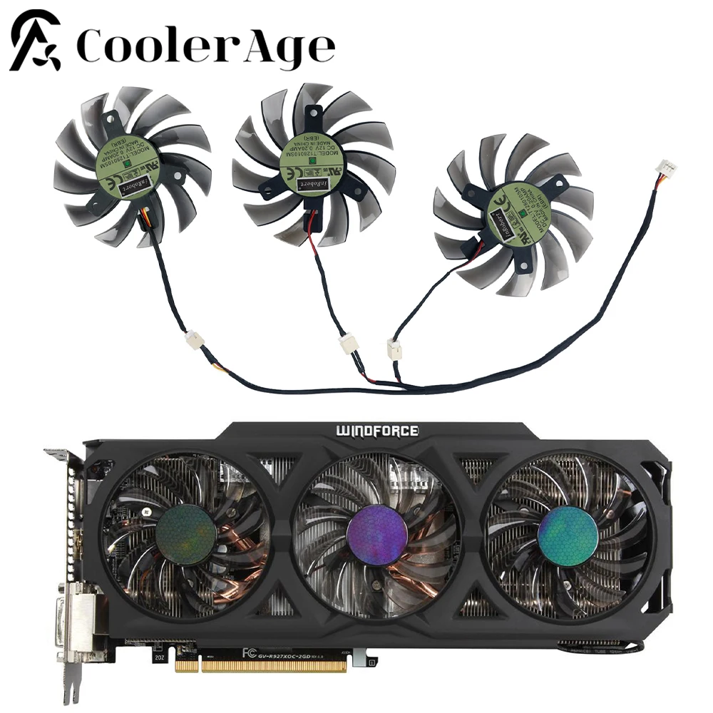 

75mm T129215SM 2Pin 3Pin Cooling Fan Replacement For Gigabyte AMD Radeon R9 270X 280X 290X WINDFORCE 3X Video Card Cooling Fan