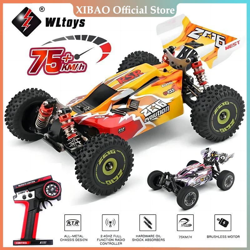 WLtoys 144010 144016 75KM/H 2.4G RC Car Brushless 4WD Electric High Speed Off-Road Remote Control Drift Toys for Children Racing