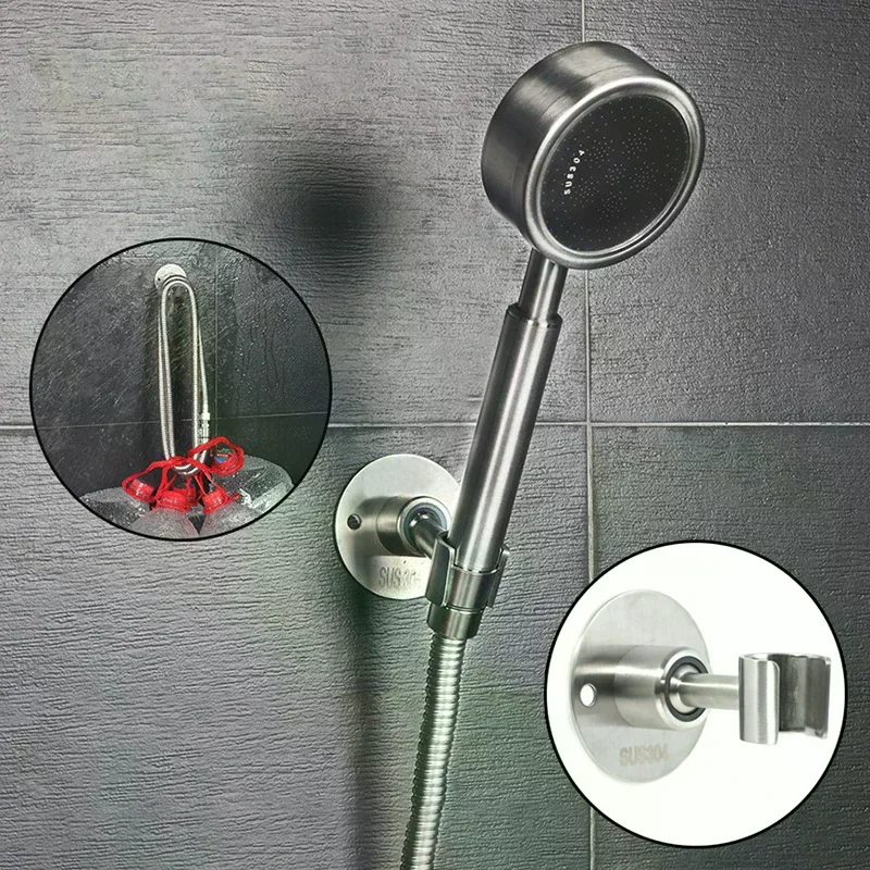 Stainless Steel Holder Durable Bathroom Easy Install Shower Head Hotel with Screws Heavy Duty Wall Mounted Home Adjustable