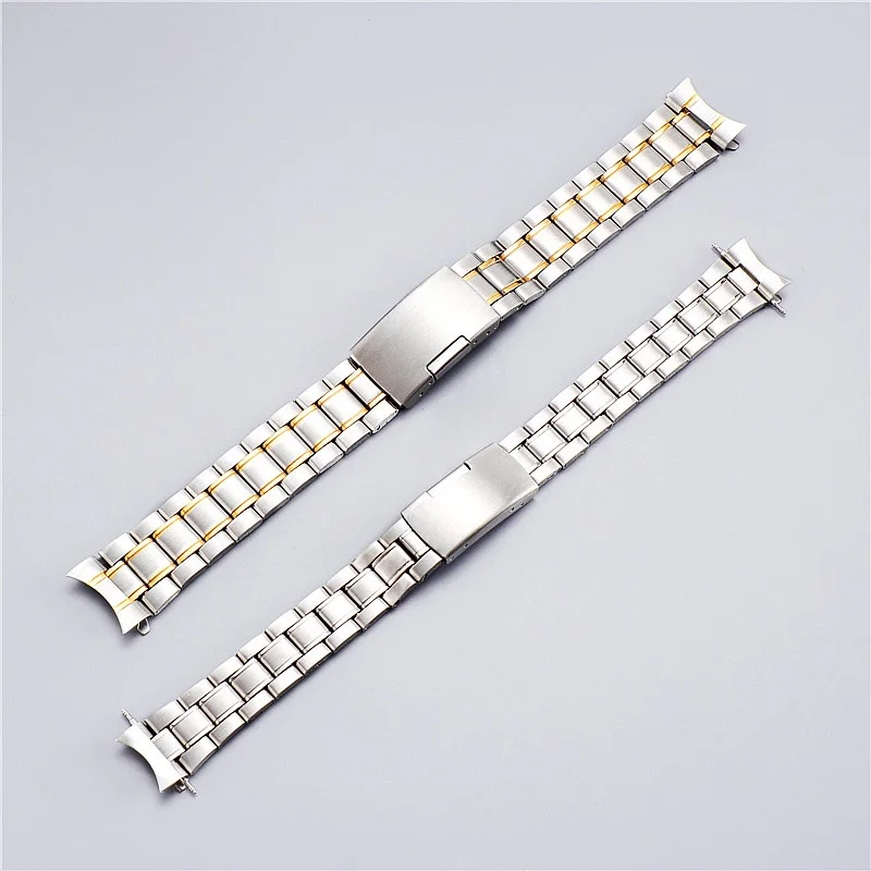 20mm 22mm Stainless Steel Watch Bands for Seiko Strap Universal Bracelet Women Men Replacement Wristband Curved End Metal Band