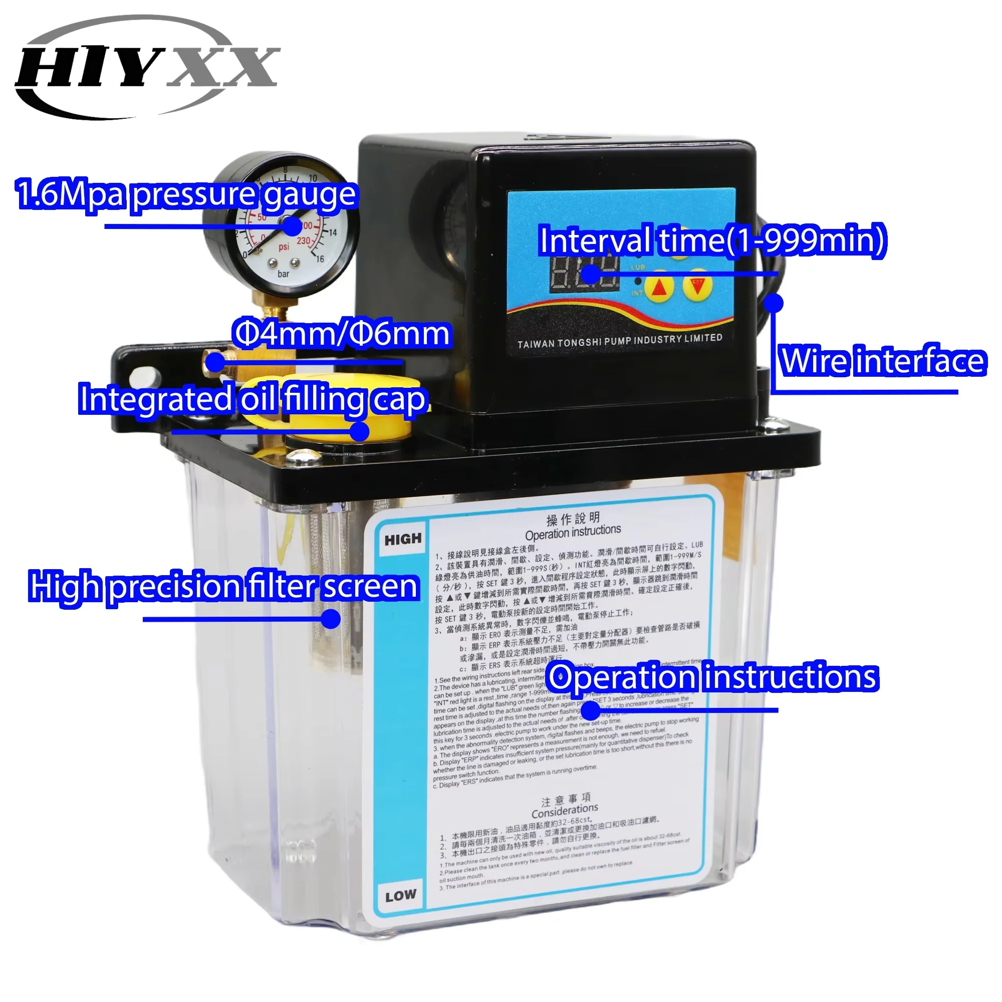 

CNCTOOL Станок 2л Система смазочного насоса Комплект AC110V AC220V 4 мм 6 мм Автоматический электромагнитный смазочный масляный насос низкого давления