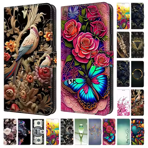 Leather Phone Case for Samsung Galaxy A52s A51 A52 A71 A42 A32 A22 A52S 5G A515F A525F Card Pocket Flip Coque Flower Wallet Bags