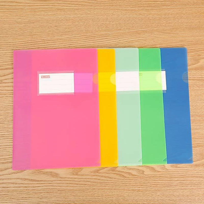 A4 Transparent Candy Color Single Page Clip PP Single Layer L-shaped Folder Plastic Single Clip Presentation Folder Portfolio