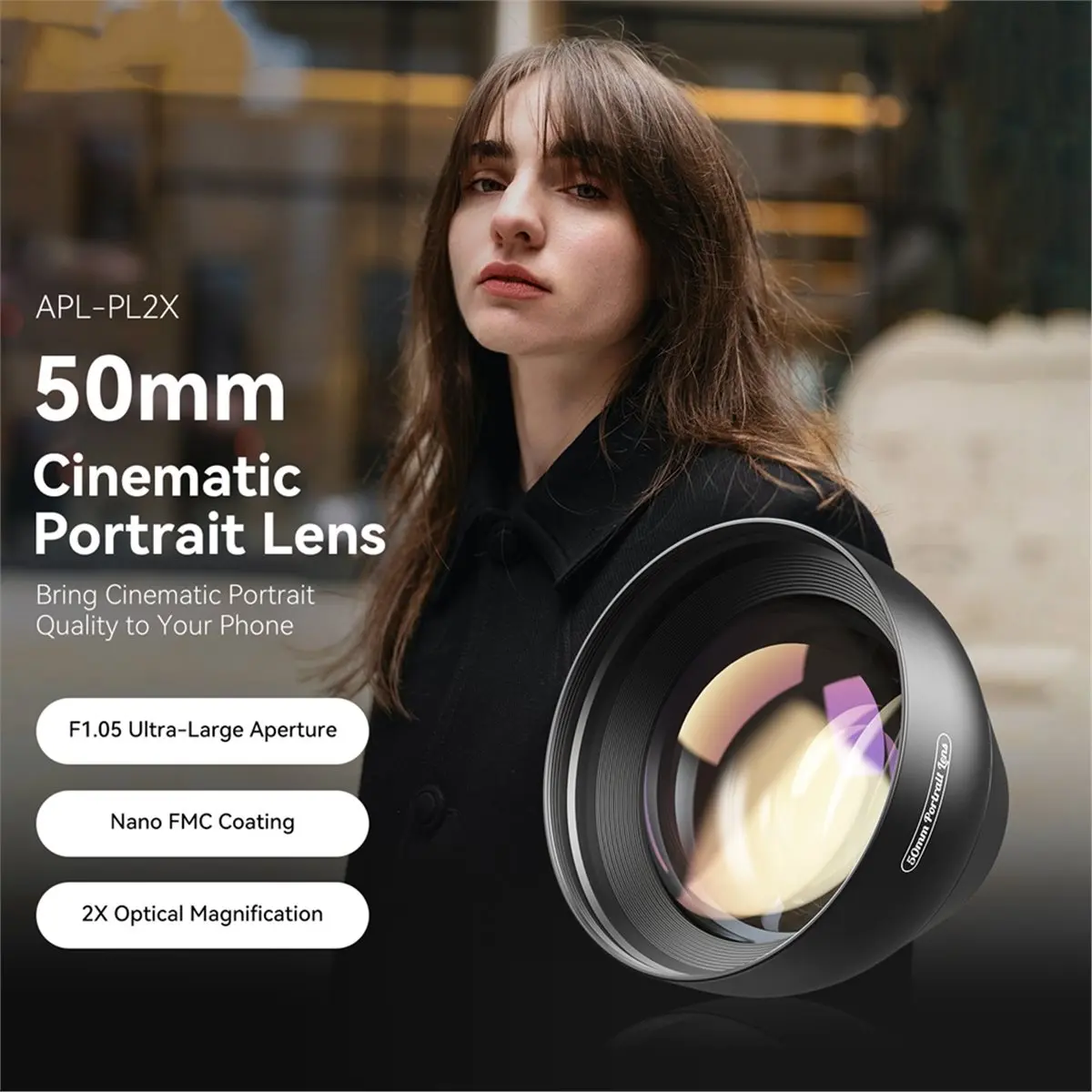 2X Portrait Lens F1.05 50mm Telescope Telephoto Lens with Universal Clip for All Smartphones