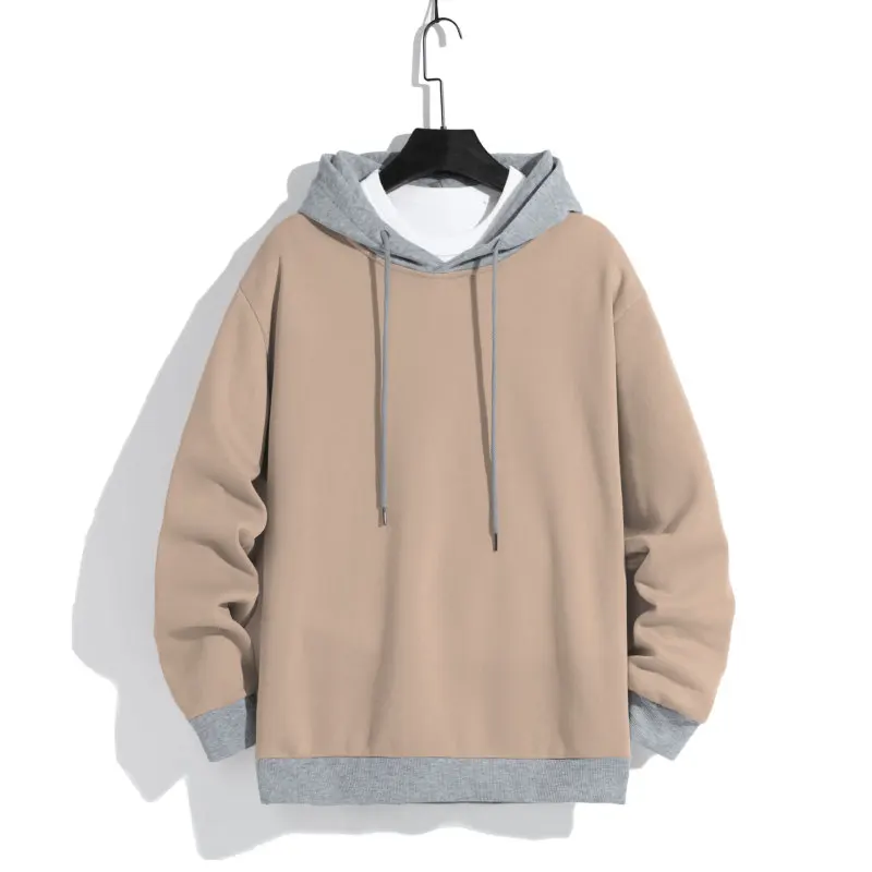 2023 New Spring and Autumn Fashion Trend Colored Hooded Panel Long Sleeve Loose Relaxed Men's Sports Age Reducing Sweater