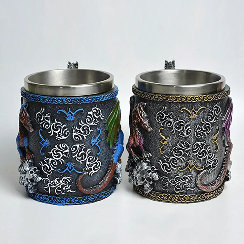 Resin Outer Layer Cup Dragon Mug Dragon Cup Dragon-shaped Coffee Mug 420ml Capacity Stainless Steel Tank Resin Exterior Themed D
