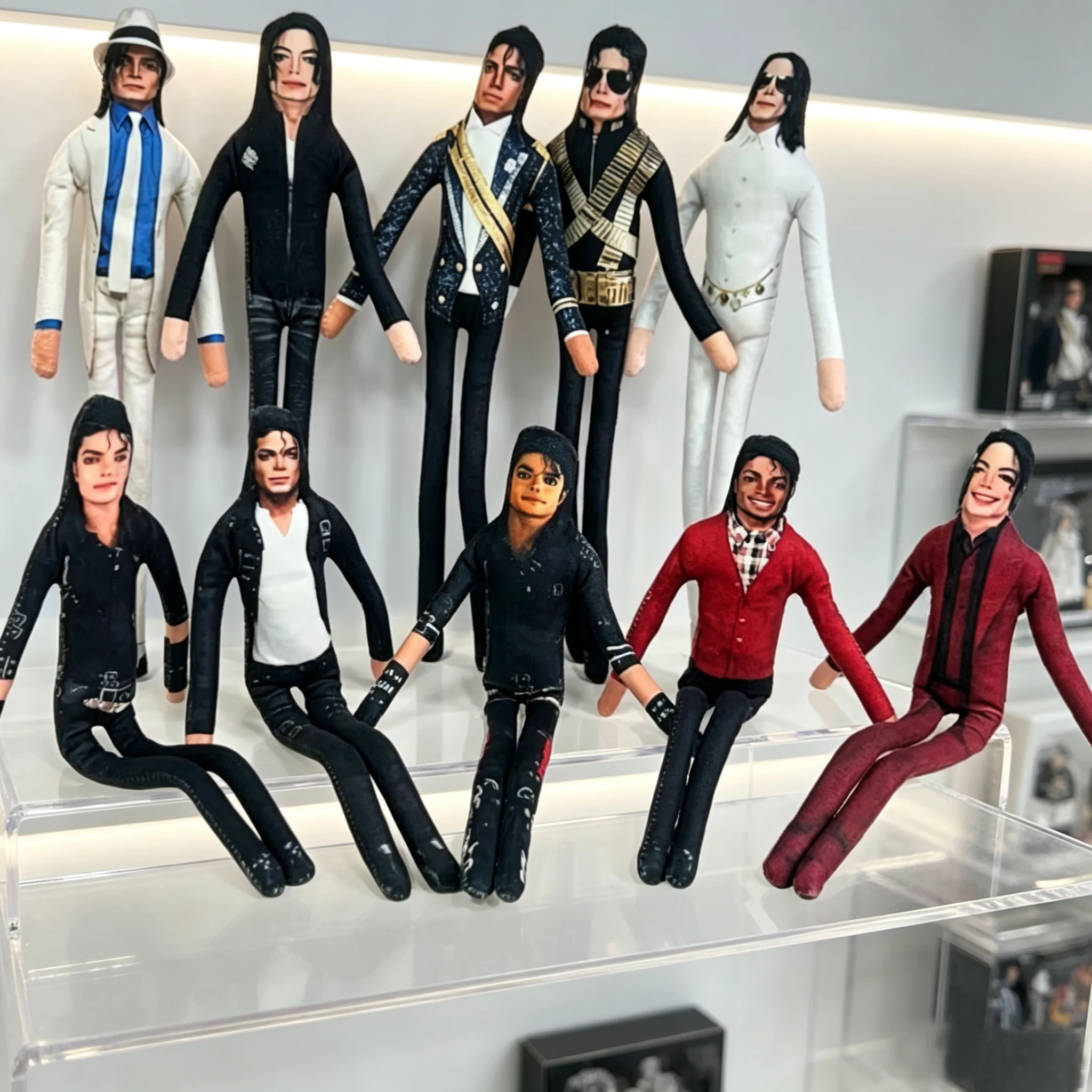 10PCS New Style Michael Jackson Cosplay Prop Doll Plush Stuffed Figure Dolls Room Decoration Abstract Joint Mobility Props Gift