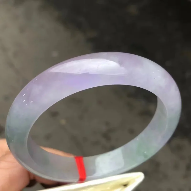 

Natural Myanmar Jadeite Bangle Floating Green Purple Flowers Bracelet Emerald Jade lady Jewelry