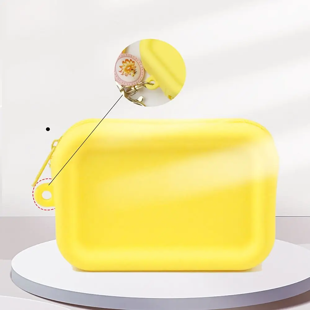 Simple Silicone Organizer Cosmetic Bag Waterproof Smooth Zipper Wallet Coin Purse Macaron Color Travel Pouch Women Girls