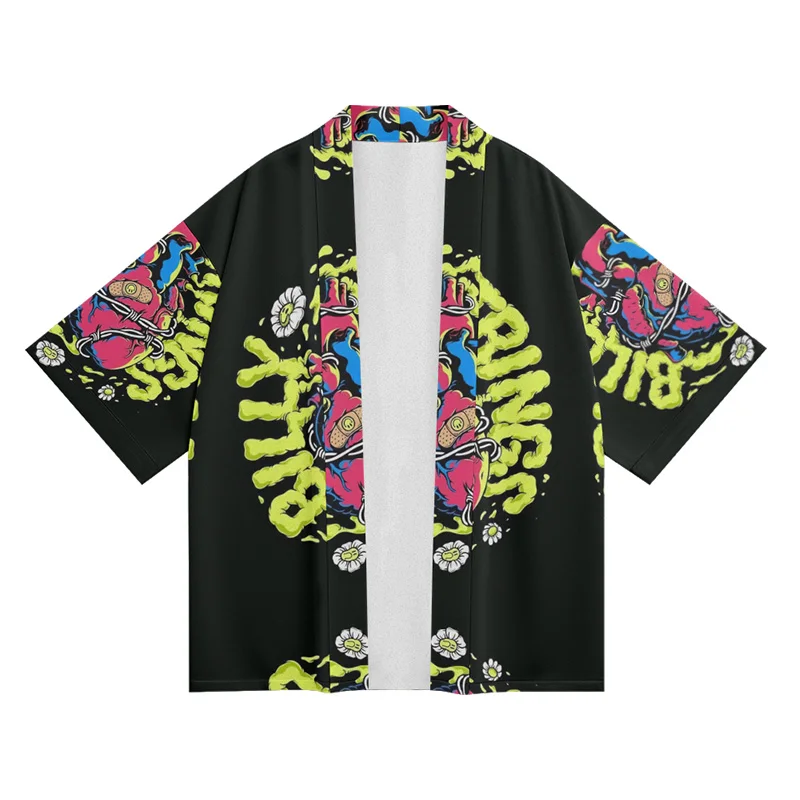 Guochao Cyber Wind Kimono Feather Weave Robe Men's Spring and Summer Chinese Style Kimono Men's Loose Casual Cardigan Tops