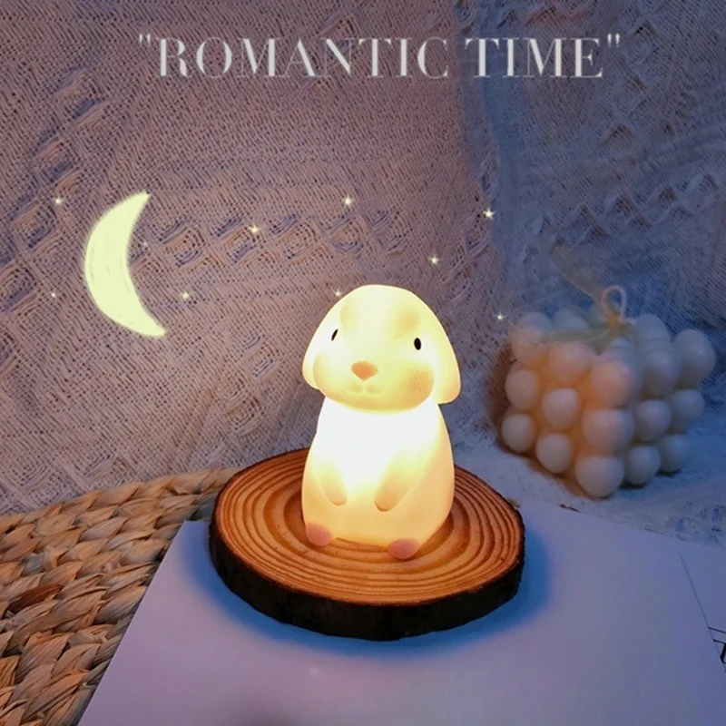 

Rabbit Small Night Light Electronic Luminous Toy Figure Warm Light Atmosphere Decoration Cute Shape Table Lamps