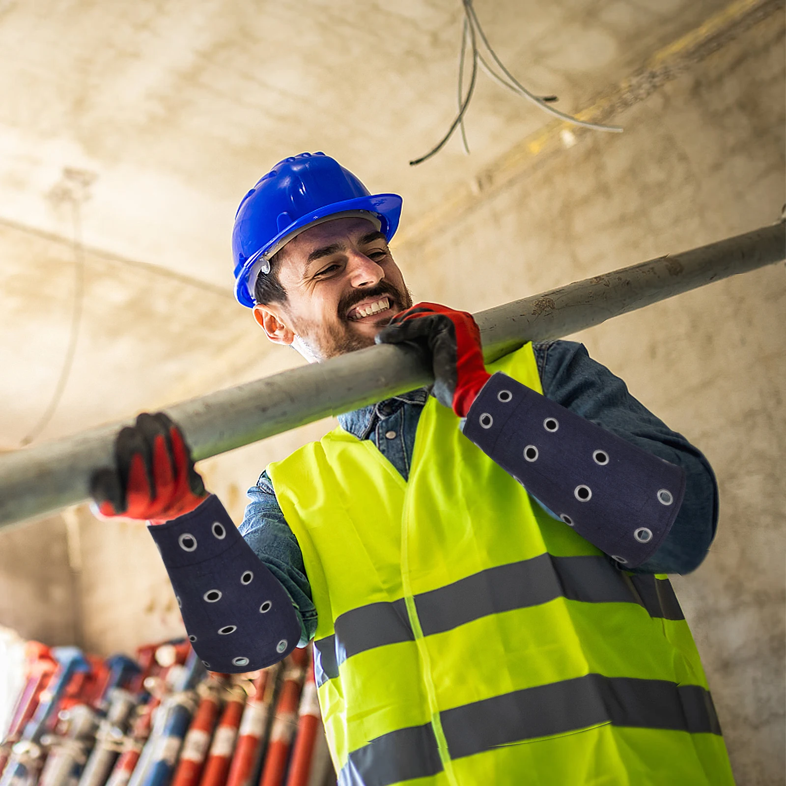 

1 Pair Heavy-Duty Denim Cut Resistant Arm Sleeves Steel Reinforced Industrial Protection Gear Adjustable Scratch Proof Forearm