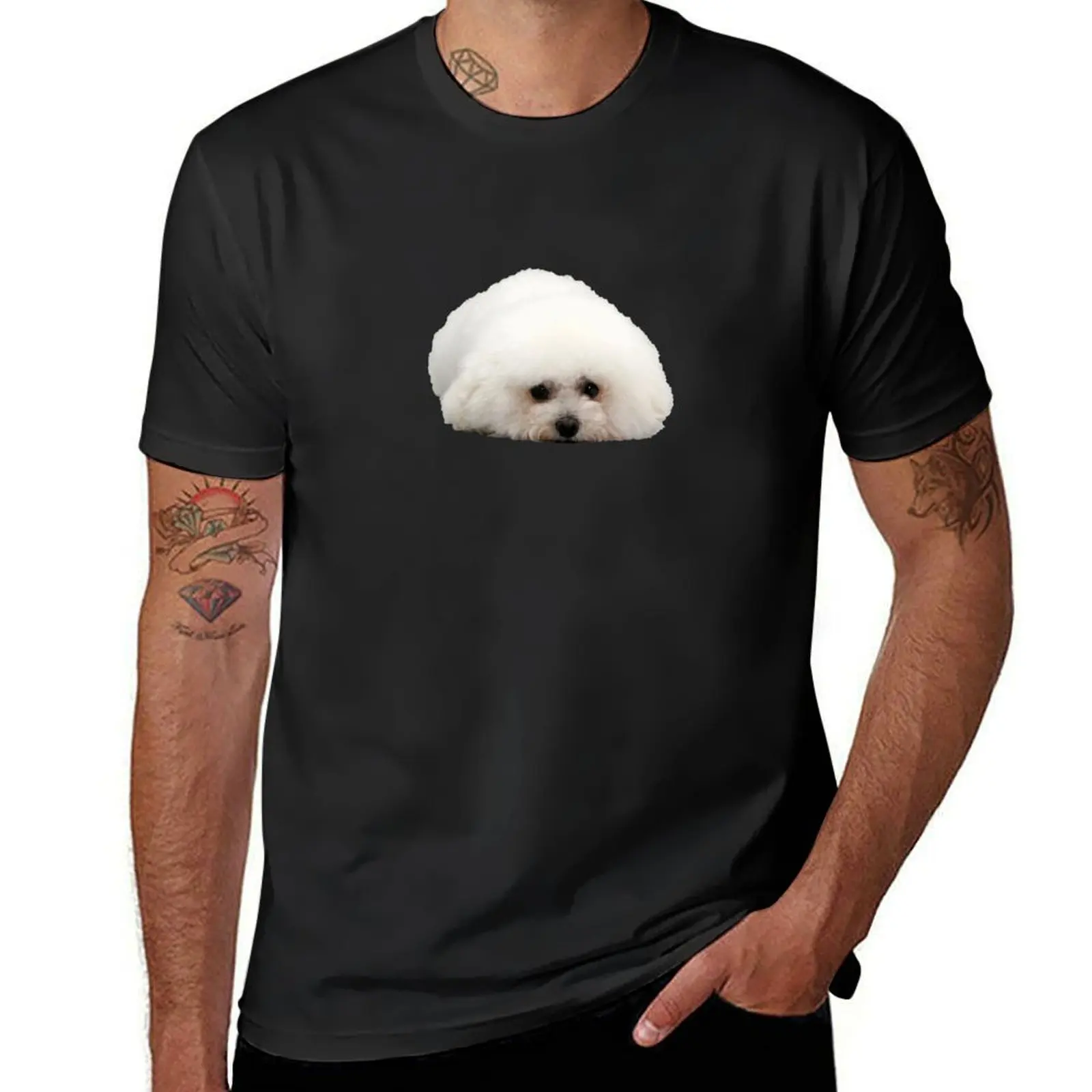 

Bichon Frise Puppy Dog Lying Down T-shirt plus size tops quick-drying mens big and tall t shirts