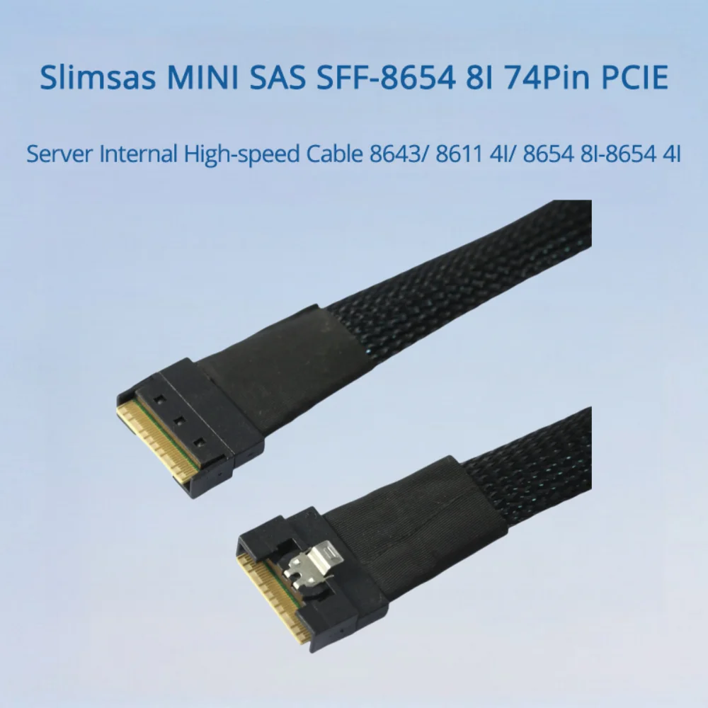 

Slimsas MINI SAS SFF-8654 8I 74Pin PCIE Внутренний высокоскоростной кабель сервера 8643/8611 4I/8654 8I-8654 Длина 4I Дополнительно 0,5 м 1 м