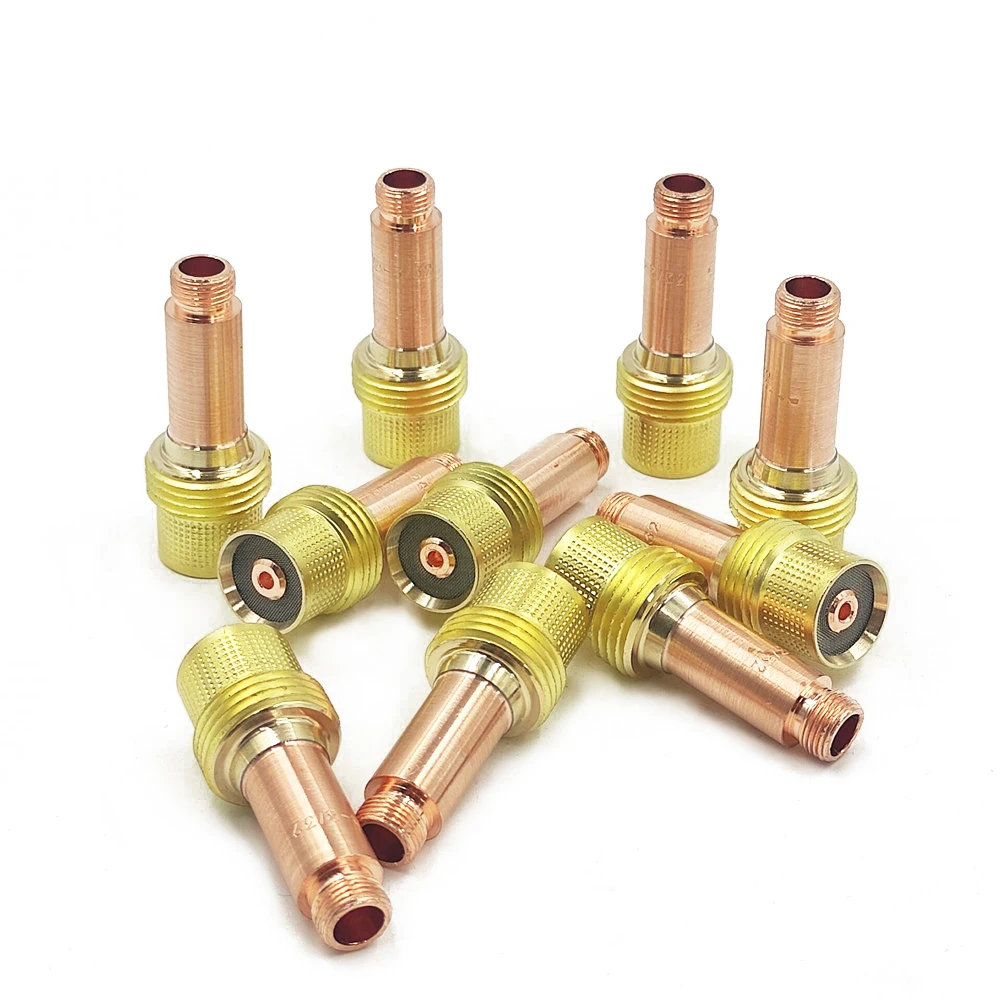 5/10Pcs 1.0/1.6/2.4/3.2/4.0mm TIG Medium Gas Lens Collet Body 45V24 45V25 45V26 45V27 45V28 For TIG WP17/18/26 Welding Torch Kit