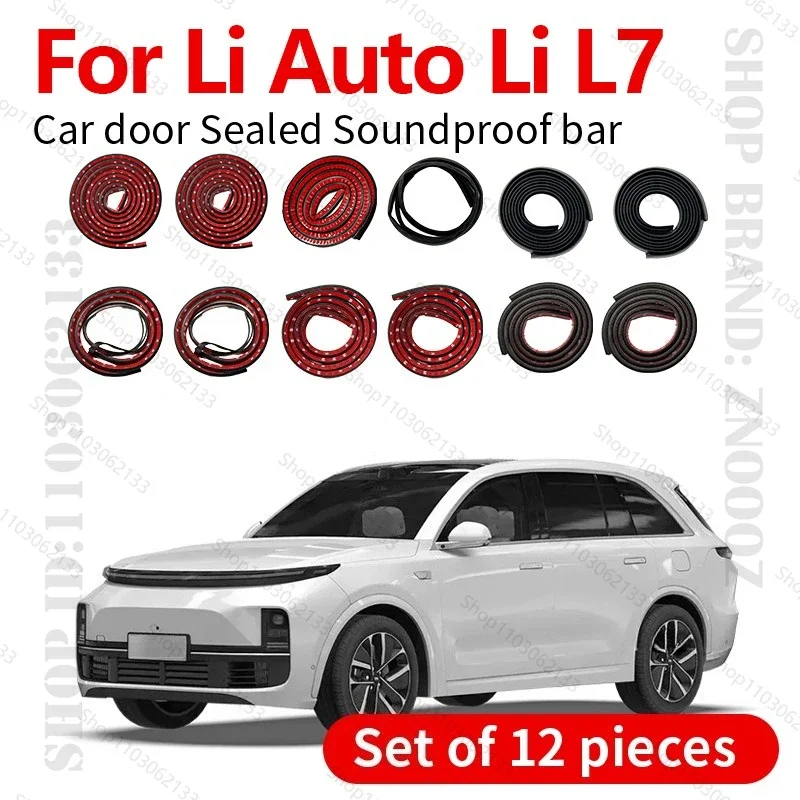 

For 2022-2023 Li Auto Li L7 Car Door Seal Strip Rubber Double Layer Sealing Protector Soundproof Dustproof Seal Strip 12PCS