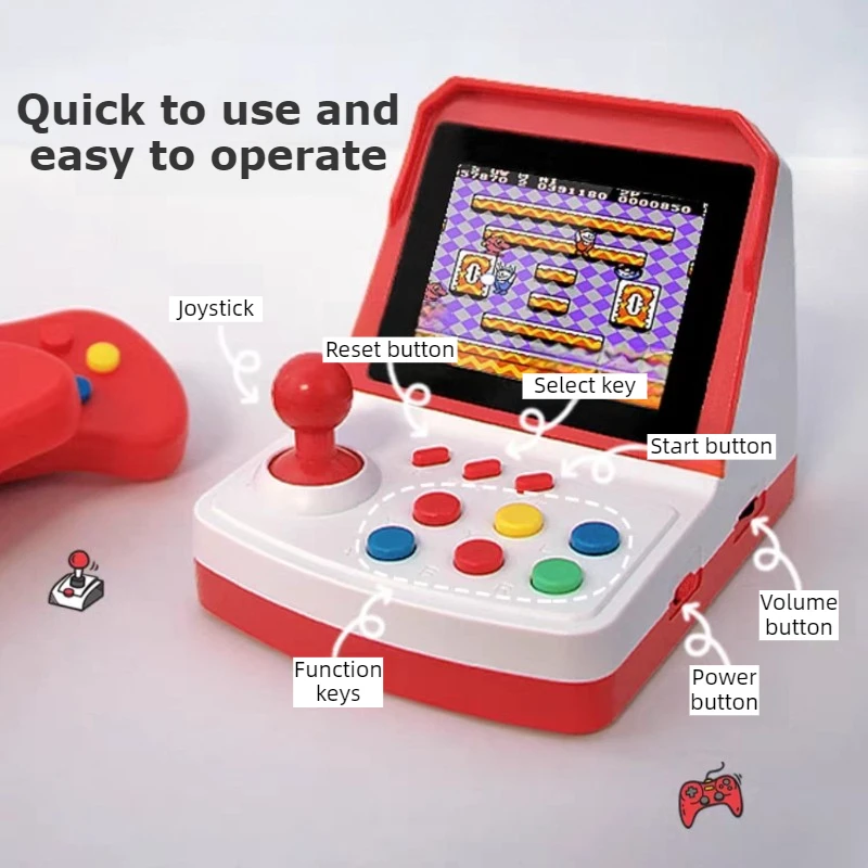 2 Player Mini Game Machines Built-in 1000 Classic Games Portable Game Machine Adults Fun for Family Party Children Birthday Gift