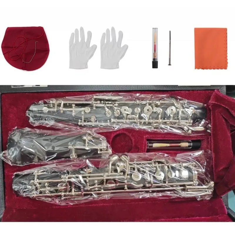 Halbsautomatische Oboe mit 22 Tasten, C-Taste, Klarinette, vernickelter Knopf, optisches Blasinstrument aus Holz für Anfänger