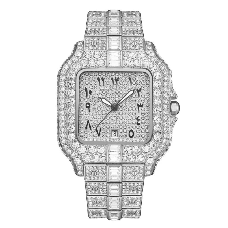 Official brand free shippingLive Broadcast Hot European American High-End Hip Hop Niche Full Diamond QuartzMen's Watch