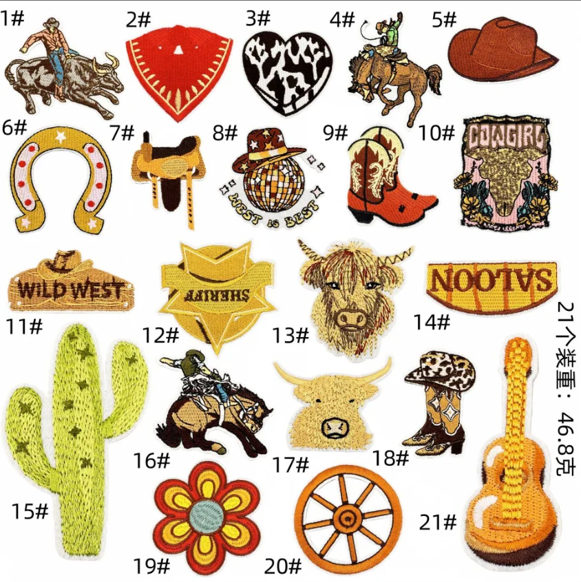 2025 New Patch 10 Pcs Farm Country Life Embroidered Iron On Clothing Hat Bag Shoe Repair Phone Gift Box Decor DIY