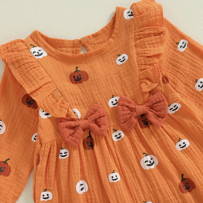 Ma première tenue d'Halloween pour bébé fille, combinaison Aliments à manches longues, barboteuse en coton et lin, tenue d'automne, bande de sauna, 1 pièce