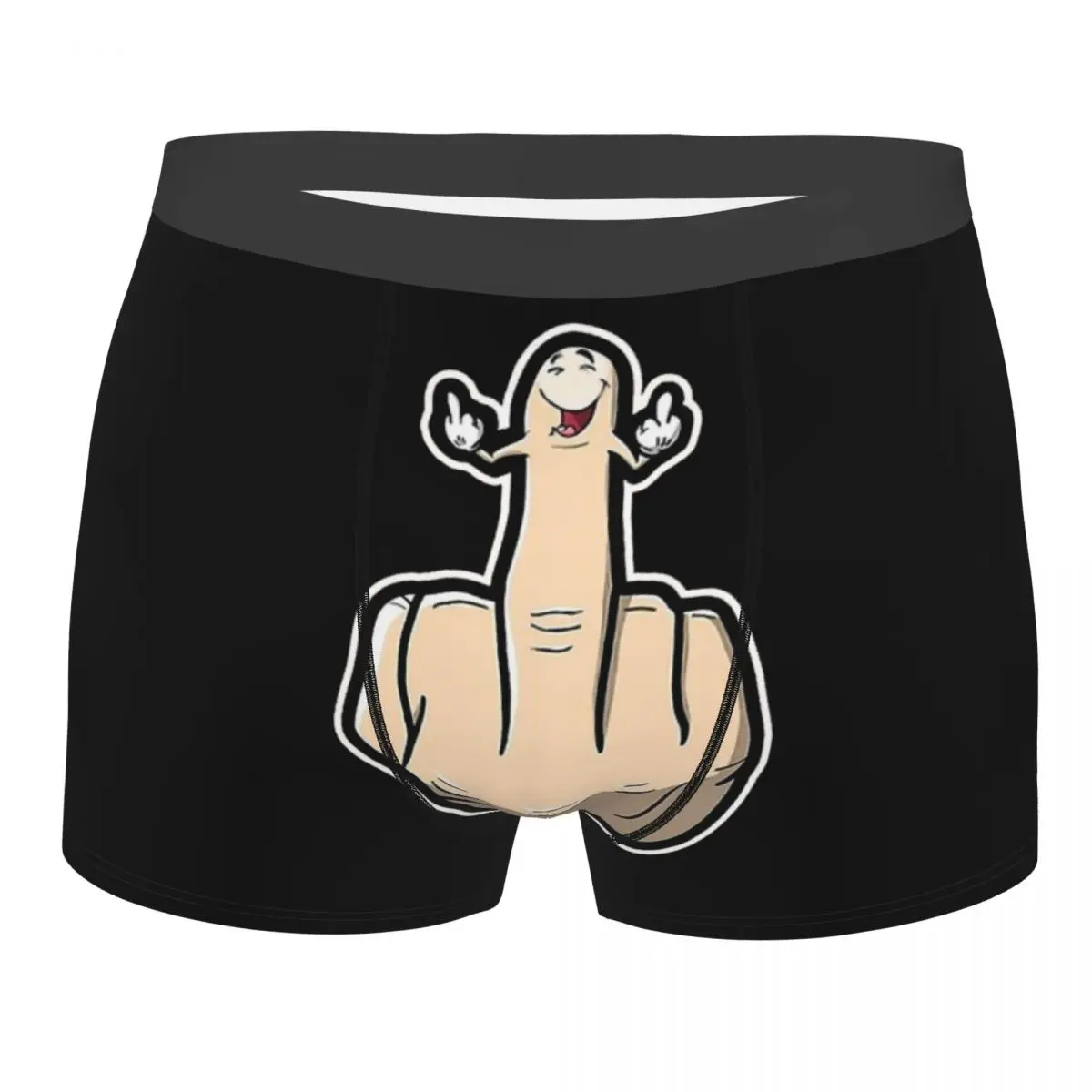 Hand Gesture Design Middle Finger Shows Middle Fingers Underpants Panties Male Underwear Comfortable Shorts Boxer Briefs