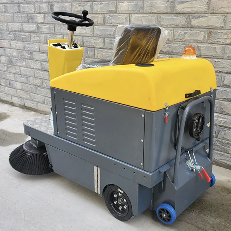 48V Electric Ride-On Road Sweeper with Water Spray New Condition Efficient Cleaning Tool for Outdoor Spaces