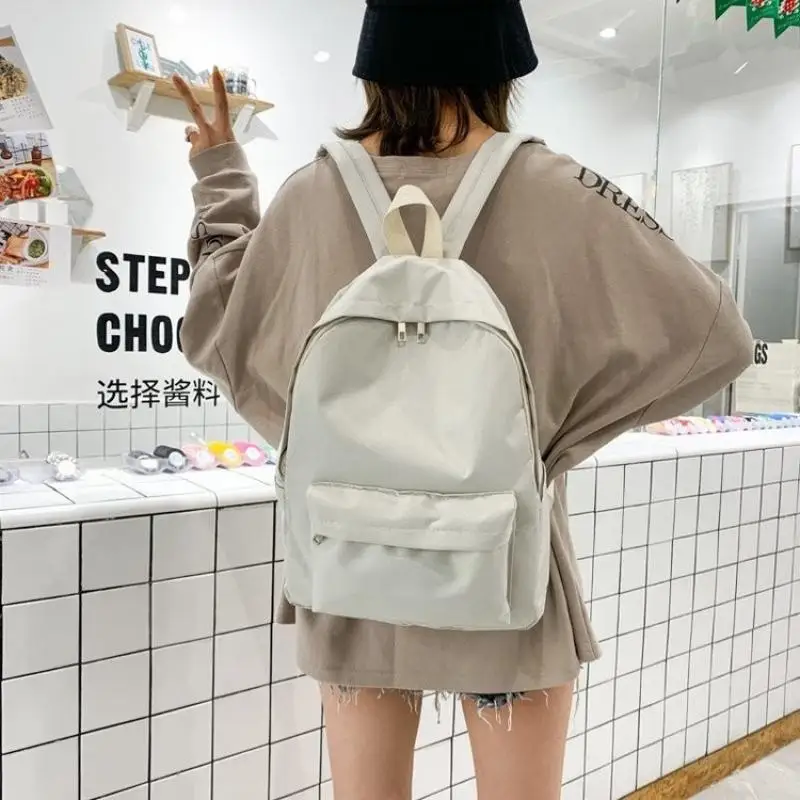 Mochila de nylon versátil para estudante escolar, bolsa de viagem, preto e branco, grande capacidade, bolsa para computador