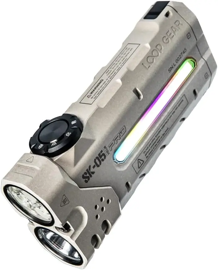 

8000mAh Rechargeable Flashlight with 4360 Lumens, Dual Beam, RGB Lights, Magnetic Base & IP68 Waterproof for Camping Emergency