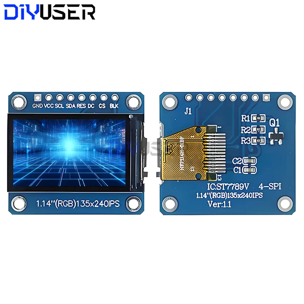 1.14 Inch IPS TFT LCD Display Module 135x240 SPI ST7789 Driver, 65K Color LCD Screen for Raspberry Pi ESP32 STM32 DIY