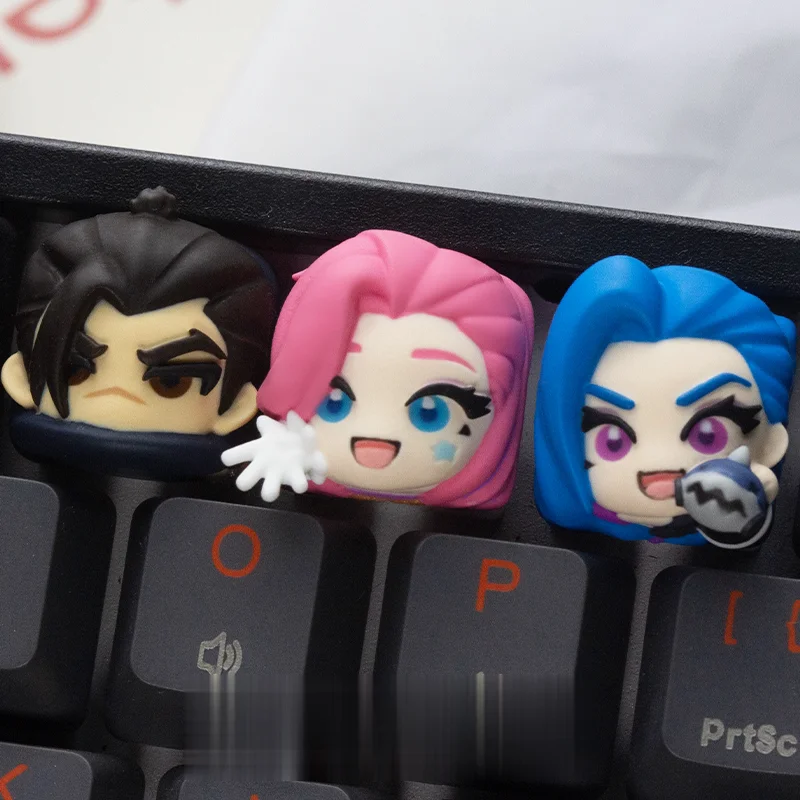 

LOL Game Yasuo Jinx Seraphine Aatrox Yuumi Keycap Resin Layered Drip Gel Design Keycaps for Mechanical Keyboard Accessories Gift
