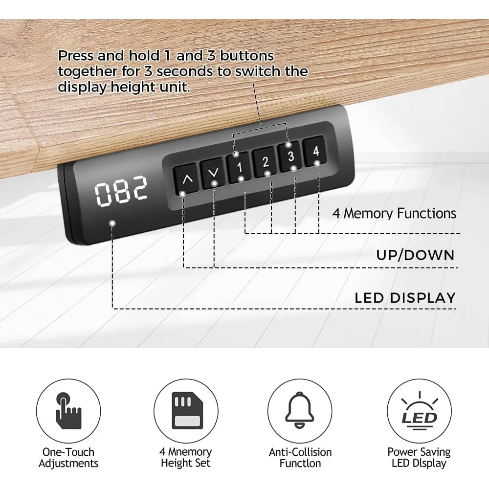 Scrivania elettrica regolabile con ruote, scrivania Sit-Stand a doppia traversa 63 x 24, tappetino per mouse incluso, altezza 27-46