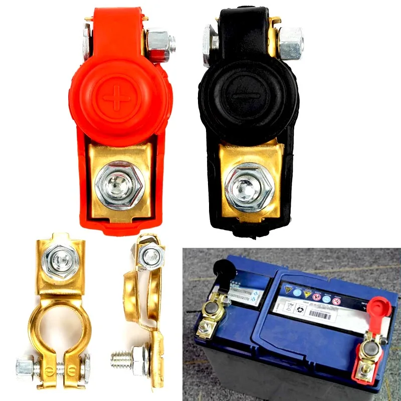 2pcs/lot Car Auto Quick Release Battery Terminal Connector Clamps Copper Clamps Caravan Copper Cap Caravan Truck Clips For Car