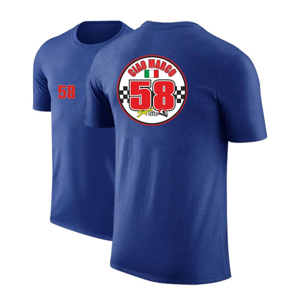 2024 Summer Men's Marco Simoncelli Super Sic 58 Logo Print Popular Quick Drying Sports Loose Casual Ordinary Cotton Short Sleeve