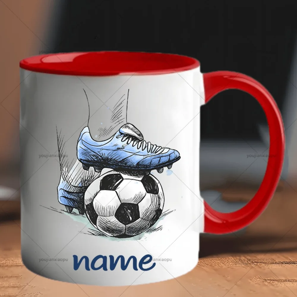 Customizable Name Mug 1pc Personalized Football Theme Hand Painted Mug Fan Exclusive Ceramic Cup Creative Gift