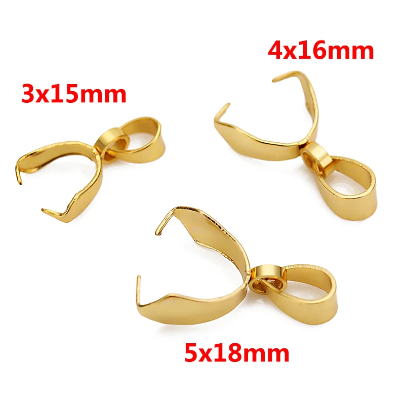 10PCS Gold Plated 316L Stainless Steel Bail Clasps Connectors Bale Pinch Clasps Fit Pendant Necklace Jewelry Making Findings